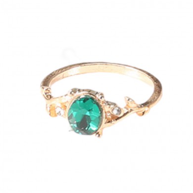 Anel Dourado Oval Verde