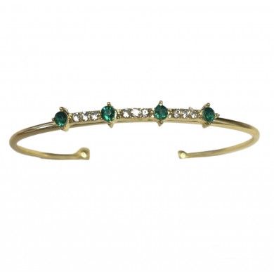 Bracelete Dourado com Pontos Verdes