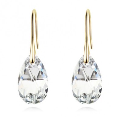 Brincos Dourados com Swarovski Translúcido