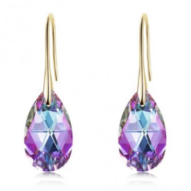 Brincos Dourados com Swarovski Multicolor