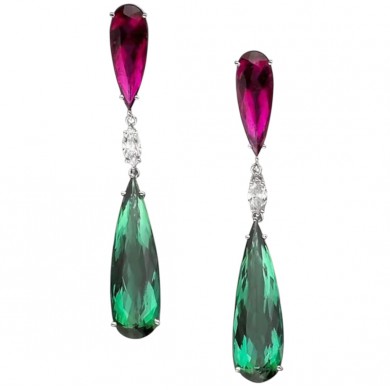 Brincos Pendentes Pink e Verde