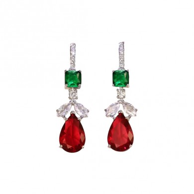 Brincos Pendentes Esmeralda e Ruby