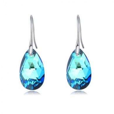 Brincos com Swarovski Azul Metálico