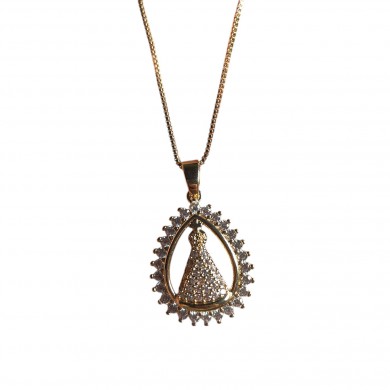 Colar Dourado com Nossa Senhora Aparecida