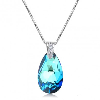 Colar com Swarovski Azul Metálico