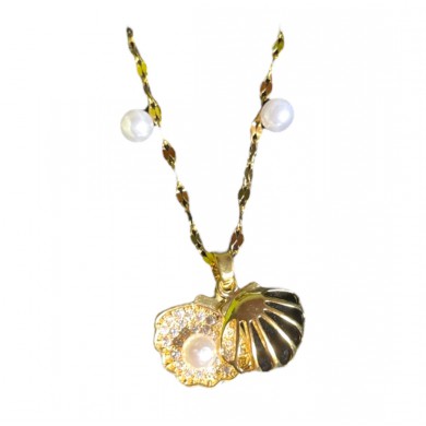Conjunto de Pérolas Dourado 