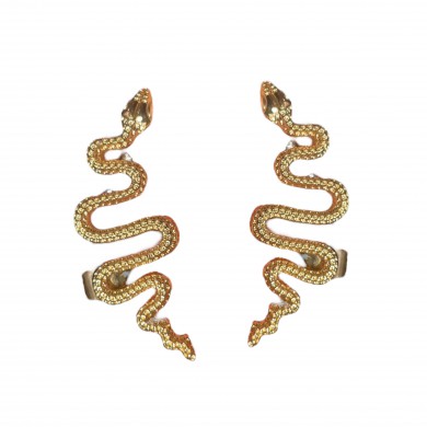 Brincos Ear Cuff com Cobras Douradas
