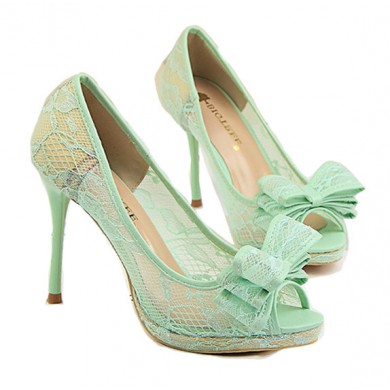 Peep Toe de Renda Mint