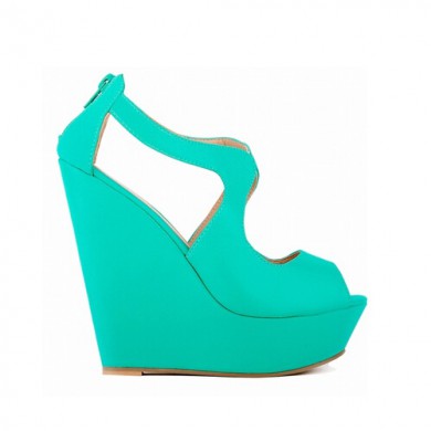 Peep Toe - Anabela Azul Turquesa