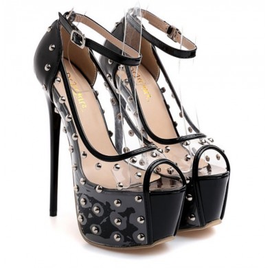 Peep Toe - Transparente com Spikes