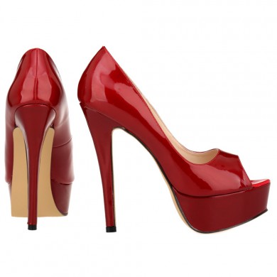 Peep Toe - Verniz Vinho