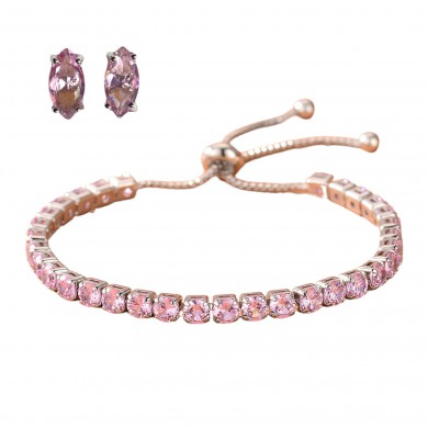 Conjunto com Zircônias Rosa