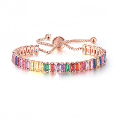 Pulseira Rosê com Zircônias Coloridas