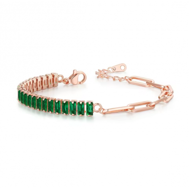 Pulseira Rosê com Zircônias Esmeralda