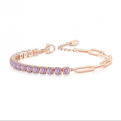 Pulseira Rosê com Zircônias Rosa