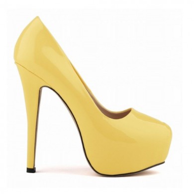 Scarpin - Amarelo com Meia Pata