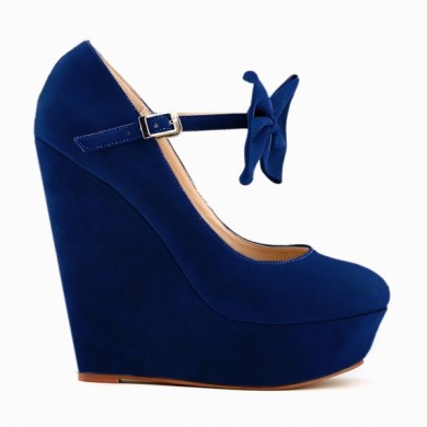 Scarpin - Anabela Azul Royal