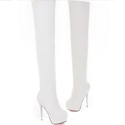 Bota branca hot sale cano longo
