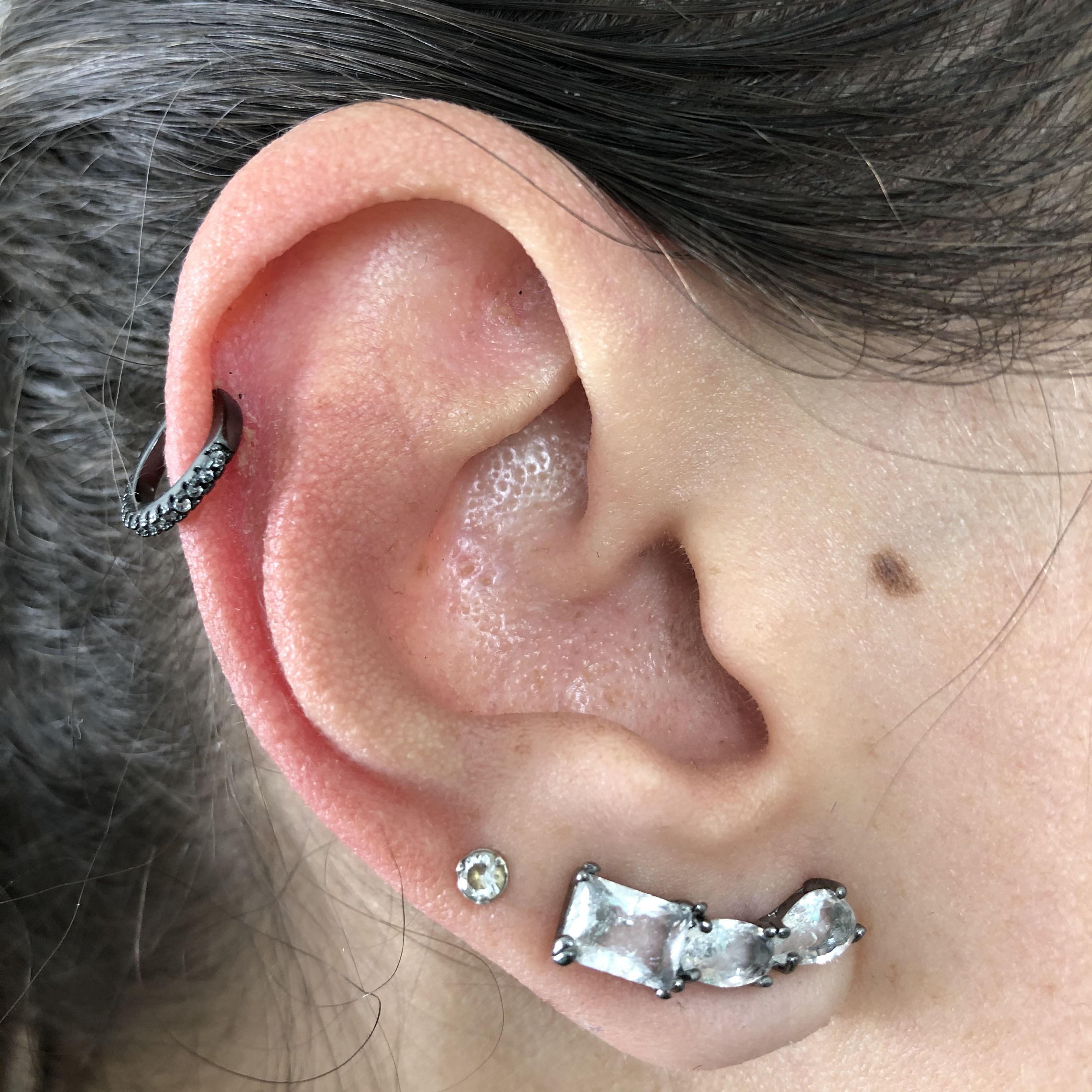 Kit Ear Cuff + Piercing Fake Cristal Parise Joias