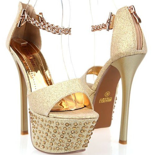 sandalia alta dourada