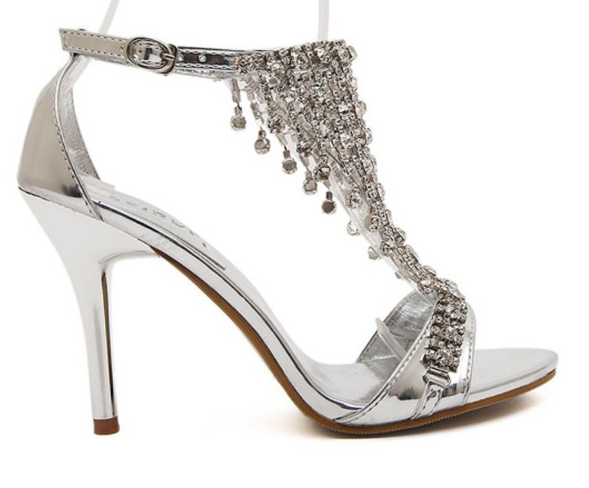 Sandalia de festa top prata com strass