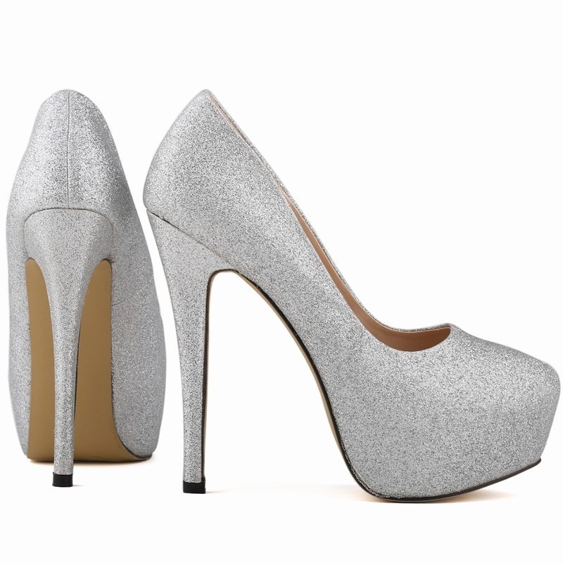 Scarpin com glitter best sale prata