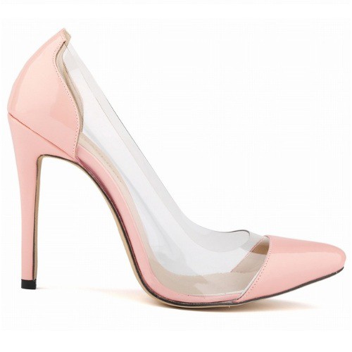 Scarpin discount transparente rosa