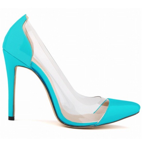 Scarpin Transparente Turquesa Parise Joias