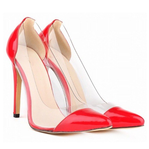 Scarpin vermelho com transparência outlet
