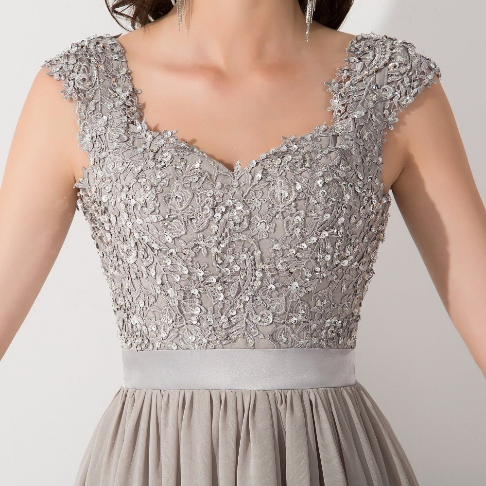 Vestido de top festa cinza longo