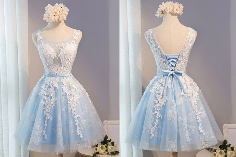 Vestido de debutante curto azul online