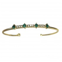 Bracelete Dourado com Pontos Verdes
