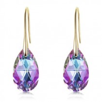 Brincos Dourados com Swarovski Multicolor