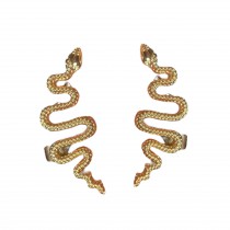 Brincos Ear Cuff com Cobras Douradas