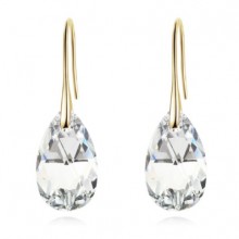 Brincos Dourados com Swarovski Translúcido