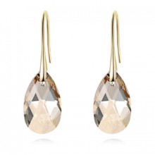 Brincos Dourados com Swarovski Champagne