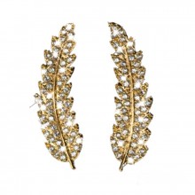 Brincos Ear Cuff Dourados com Folhas