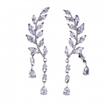 Brincos Ear Cuff de Folhas com Pendentes