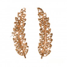 Brincos Ear Cuff Rosê com Folhas