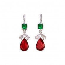 Brincos Pendentes Esmeralda e Ruby