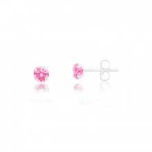 Brincos Micro Zircônias Pink 0,2cm - Prata 925