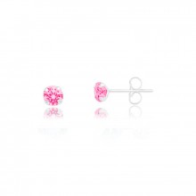 Brincos Micro Zircônias Pink 0,2cm - Prata 925