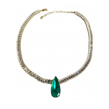 Choker Dourada com Gota Verde