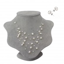 Conjunto de Pérolas Naturais com Colar Invisível