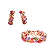Conjunto Luxo Rosê com Pedras Brasileiras