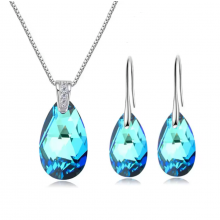 Conjunto com Swarovski Azul Metálico