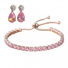 Conjunto com Zircônias Rosa