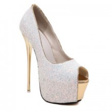 Peep Toe - Branco e Dourado