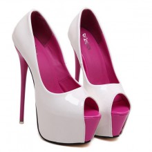 Peep Toe - Branco e Pink