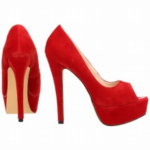 Peep Toe - Camurça Vermelho